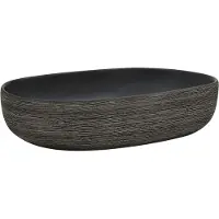 Syfax Lavabo da Appoggio Grigio e Nero Ovale 59x40x14 cm Vetroceramica