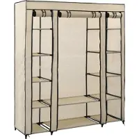 Syfax Armadio con Scomparti e Aste Crema 150x45x176 cm in Tessuto