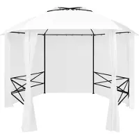 Syfax Gazebo da Giardino con Tende 360x312x265 cm Bianco 180 g/m²