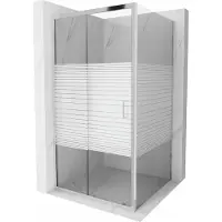 Mexen Apia cabina doccia scorrevole 90 x 90 cm, fasce bianche, cromata - 840-090-090-01-20