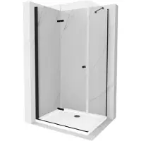 Mexen Lima cabina doccia pieghevole 70 x 90 cm, trasparente, nero + piatto doccia Flat, bianco - 856-070-090-70-00-4010B