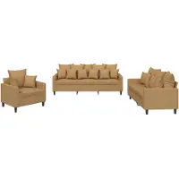 Syfax Set di Divani 3 pz con Cuscini Marrone in Velluto
