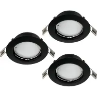 Eglo Faretto Ad Incasso Moderno Peneto In Acciaio Nero 3 Luci Gu10 2,8W