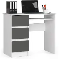 Akord Scrivania Per Computer Con 3 Cassetti Lato Sinistro Bianco/Grigio Grafite 90X50X77 Cm