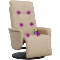 Syfax Poltrona Reclinabile Massaggi Poggiapiedi Cappuccino Pelle finta