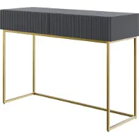 Selsey VELDIO - Comodino con due cassetti e struttura in metallo dorato, nero, 110 cm