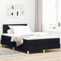 Prolenta Maison Exclusive - Letto con boxspring e testiera imbottita, colore nero, dimensioni 120 x 200 cm, rivestito in tessuto