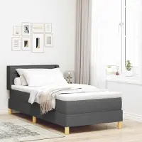 Prolenta Maison Exclusive - Letto boxspring con materasso, grigio scuro, 190 x 90 cm, tessuto