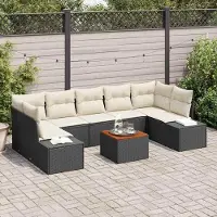 Prolenta Maison Exclusive - Set da giardino composto da 8 pezzi. Divano e poltrone in rattan sintetico, colore nero e crema