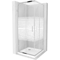 Mexen Rio cabina doccia quadrata 70 x 70 cm, fasce bianche, cromo + piatto doccia Flat, bianco - 860-070-070-01-20-4010
