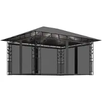 Syfax Gazebo con Zanzariera e Luci LED 4x3x2,73 m Antracite