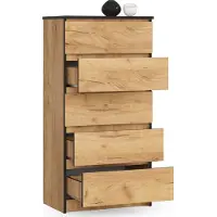RAUMHIRSCH FURNITURE Comò alto 60 cm con 5 cassetti, credenza, mobile da sala da pranzo, alto 121 cm, largo 40 cm