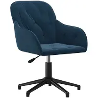 Syfax Sedia Girevole da Ufficio Blu in Velluto