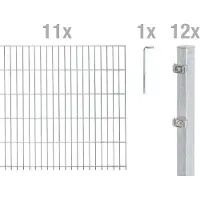 Alberts 678524 Recinzione a doppia rete metallica come set completo di 24 pezzi, zincato a caldo, altezza 223 cm, lunghezza 27,5 m