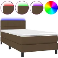 Syfax Letto a Molle Materasso e LED Marrone Scuro 90x190cm in Tessuto