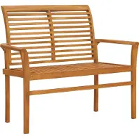 The Living Store Panca da giardino con cuscino blu 112 cm in teak massiccio