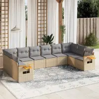 Prolenta Maison Exclusive - Set Divano da Giardino 10 pz con Cuscini Beige in Polyrattan