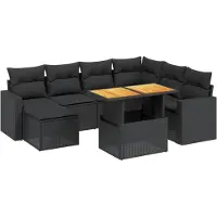 vidaXL Set di divani da giardino a 8 pezzi con cuscini in rattan nero