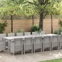 Prolenta Maison Exclusive - Set da pranzo per esterno, 15 pezzi, rattan sintetico color grigio chiaro