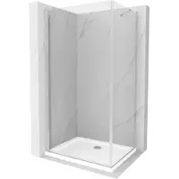 Mexen Pretoria cabina doccia ad anta battente 90 x 100 cm, trasparente, cromo + piatto Flat - 852-090-100-01-00-4010