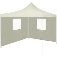 Syfax Tenda Pieghevole con 2 Pareti 291x291x315 cm Crema