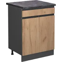 Vicco Mobiletto base per cucina R-Line Rovere dorato 60 cm J-Shape, AP Antracite, Model 46274
