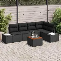 Prolenta Maison Exclusive - Set da giardino composto da 6 pezzi, divano in rattan sintetico nero