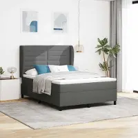 Prolenta Maison Exclusive - Letto boxspring con materasso grigio scuro 140 x 190 cm Tessuto