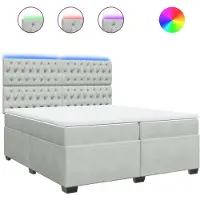 Syfax Giroletto a Molle con Materasso Grigio Chiaro 200x200cm Velluto