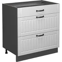 Vicco Mobiletto base per cucina Fame-Line Bianco rustico 80 cm con 3 cassetti, senza piano di lavoro, Model 38601