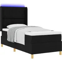 Syfax Letto a molle con strisce LED Nero 100 x 200 cm Tessuto