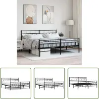 The Living Store Struttura letto con testiera e pediera in metallo nero 193x203 cm