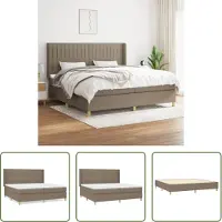 The Living Store Letto a molle con materasso Taupe 200x200 cm in tessuto