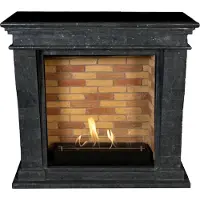 Xaralyn Caminetto a etanolo - Kreta-Mini BST-SBP - pietra naturale nera levigata - riscaldamento a 3 kW - caminetto da incasso incluso - caminetto decorativo