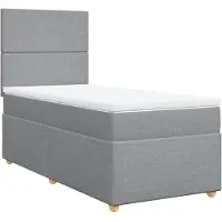 vidaXL Letto a molle con materasso grigio chiaro 80x200 cm in tessuto