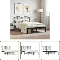 The Living Store Struttura letto con testiera in metallo nero 120x190 cm