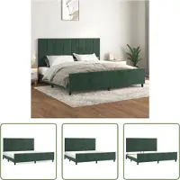 The Living Store Struttura letto con testiera in velluto verde scuro 200x200 cm