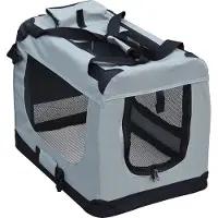 Fudajo Box pieghevole per cani, gatti S (50x35x35cm), robusto, leggero, sicuro, box per cani con maniglia di trasporto e coperta, grigio