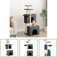 The Living Store Albero per gatti con tiragraffi in sisal Grigio scuro 122 cm