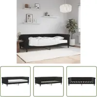 The Living Store Letto da giorno con materasso nero 100x200 cm in velluto