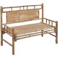 The Living Store Panca da giardino con cuscino in bambù da 120 cm