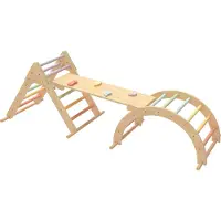 Sunny Struttura di arrampicata Charlie 3 in 1 in legno pastello | Triangolo di arrampicata / Arco di arrampicata / Parete di arrampicata | Giocattoli Montessori