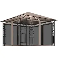 Syfax Gazebo con Zanzariera Luci LED 3x3x2,73 m Grigio Talpa