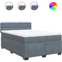 Syfax Giroletto a Molle con Materasso Grigio Scuro 160x200 cm Velluto