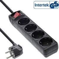InLine 16445D Presa multipla , contatto di terra a 4 vie, con interruttore, 5 m, nero