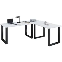 VCM Scrivania in legno | Piatto angolare | 160x130 | L Forma Sinistra o Destra | Piatto da tavolo di lavoro 50 cm Profondo | Mobili da ufficio per tavolo per computer - Lona U