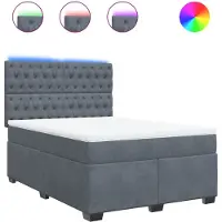 Syfax Giroletto a Molle con Materasso Grigio Scuro 160x200 cm Velluto