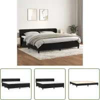 The Living Store Letto a molle con materasso nero 200x200 cm in velluto