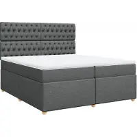 Syfax Giroletto a Molle con Materasso Grigio Scuro 200x200 cm Tessuto
