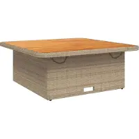 Syfax Tavolo da Giardino Beige 110x110x71cm Polyrattan e Legno Acacia